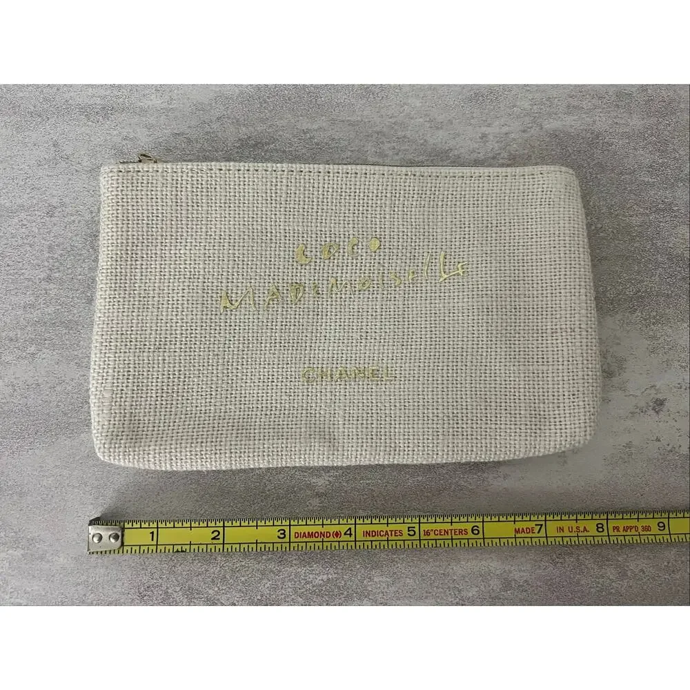 Chanel Coco Mademoiselle Makeup GoldPouch Bag GWP Zipper Closure